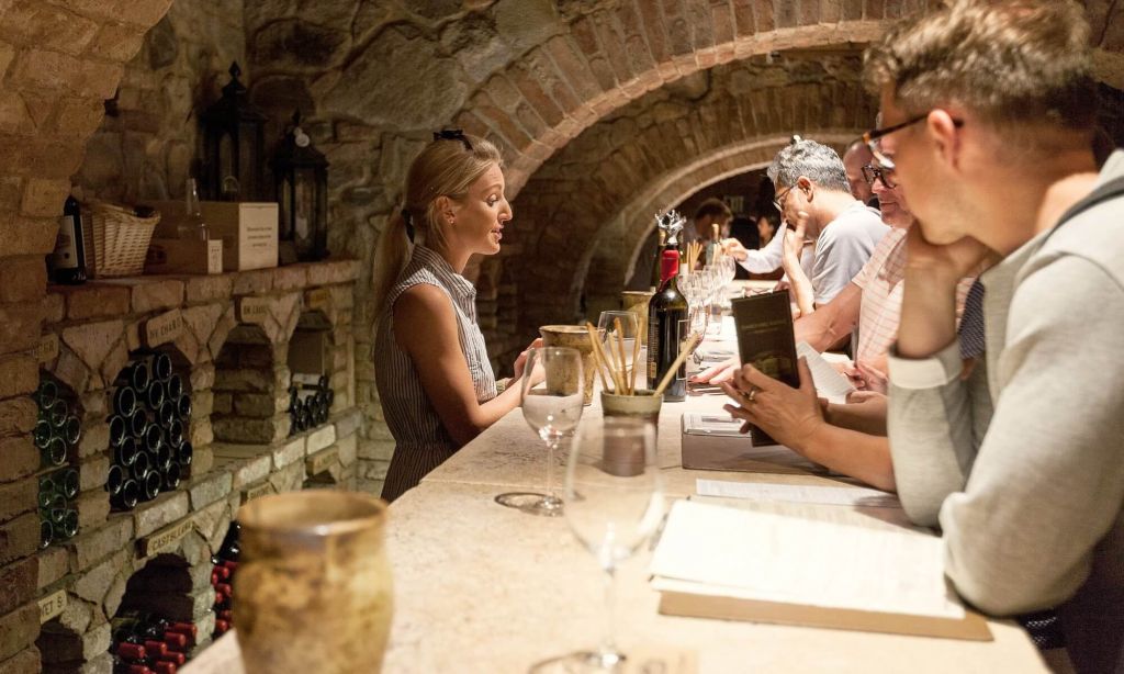 Castle wine tasting cellar room