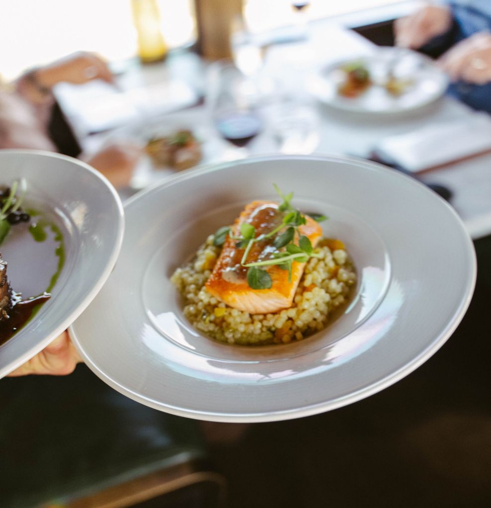 Professionally plated salmon and couscous
