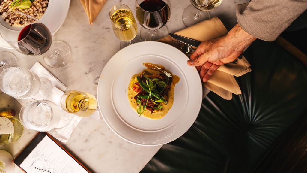 dinner plate served on table