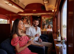 Couple aboard the Napa Valley Wine Train