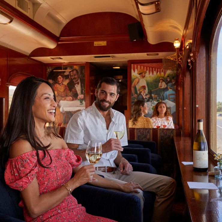Couple aboard the Napa Valley Wine Train