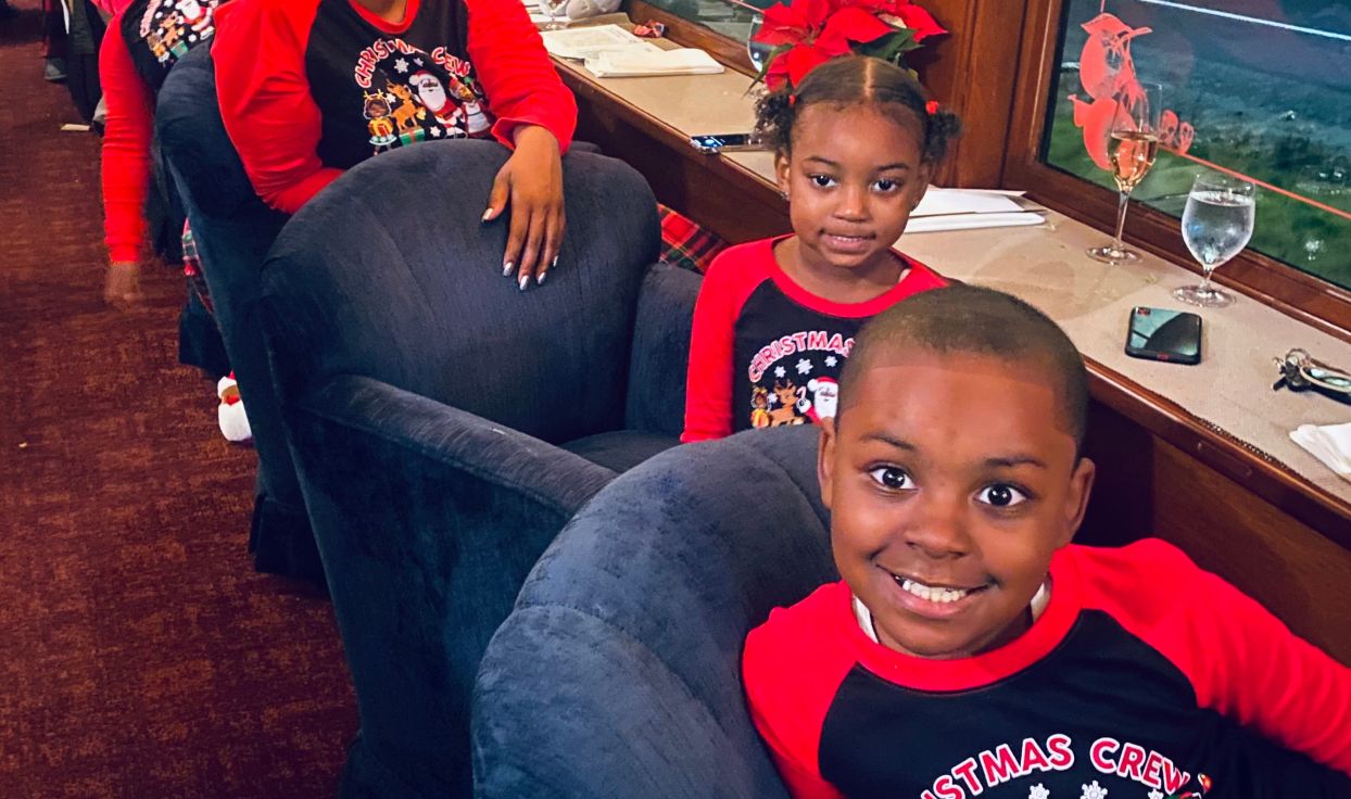 Excited kids on the Santa Train