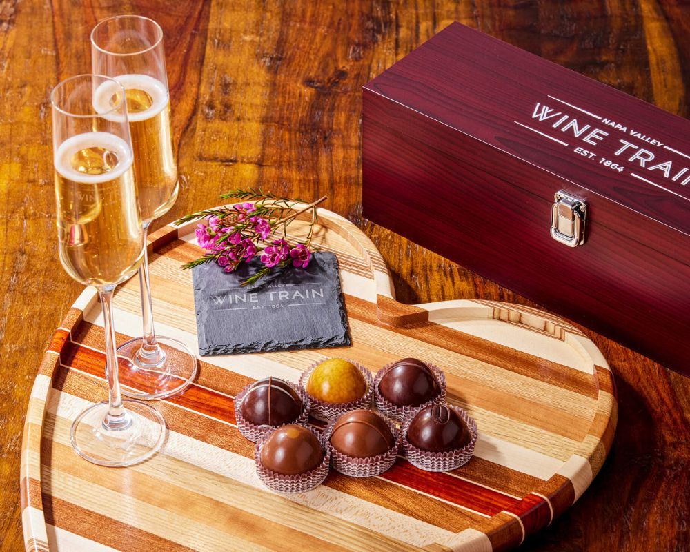 Chocolate truffes and champagne