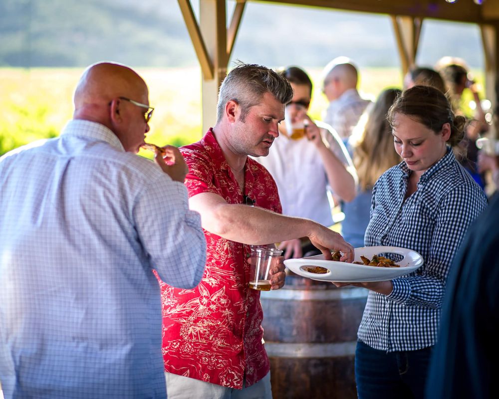 Guests sampling hors d'oeuvres