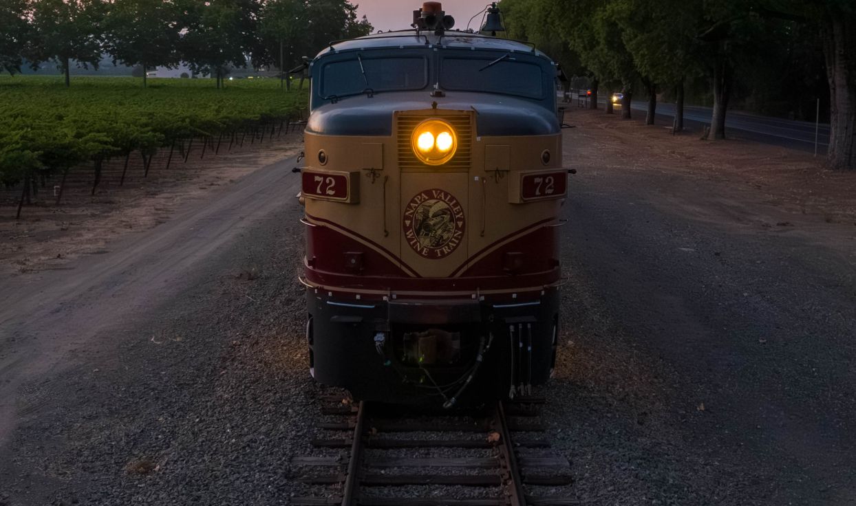 Wine Train front exterior at night