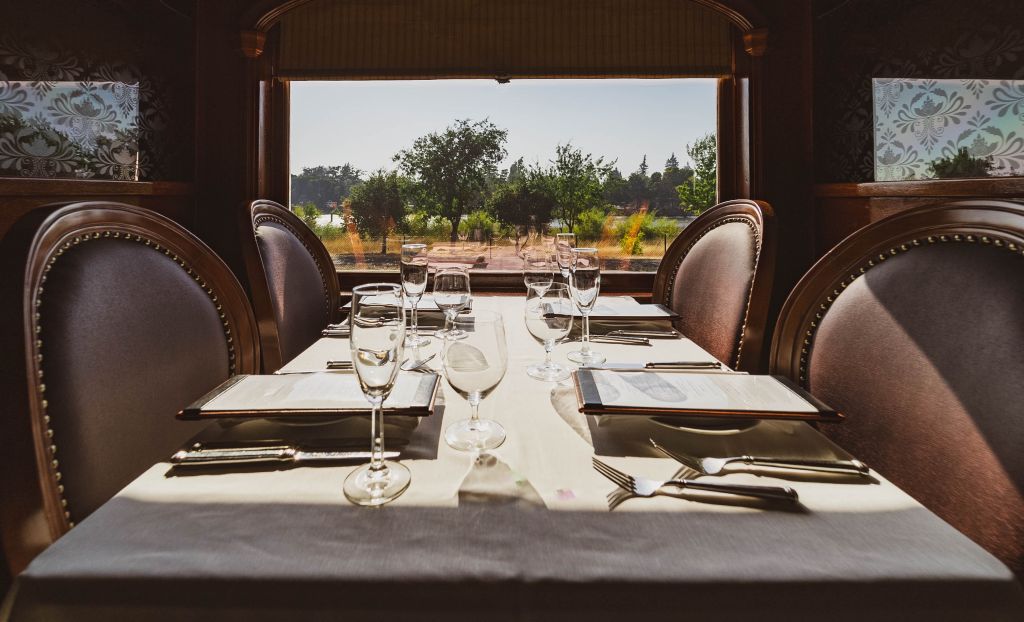 Dining table set for guests